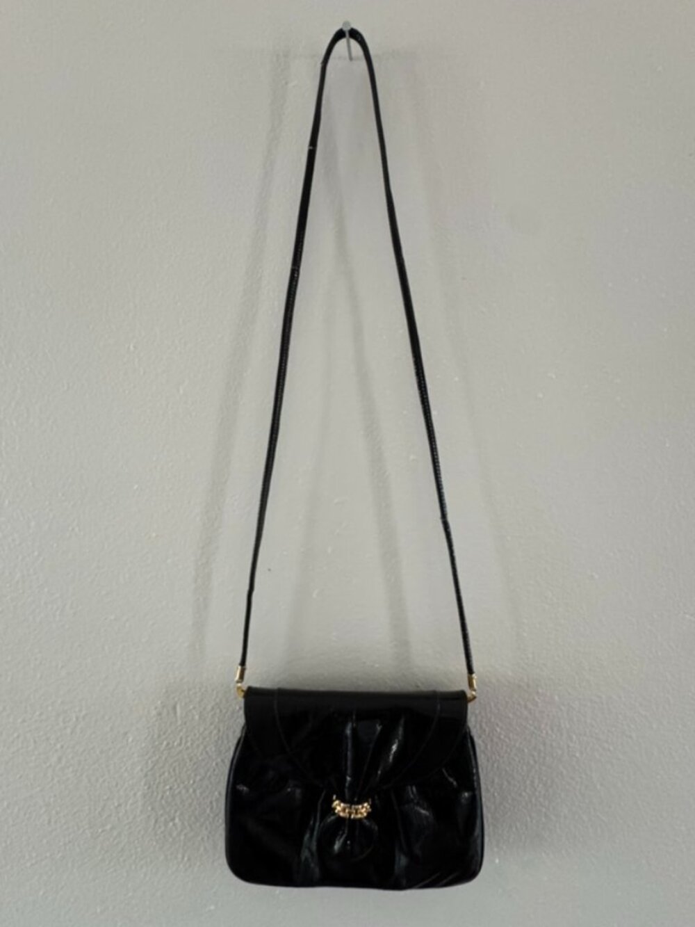 Vintage Black Evening Cross Body Bag or Clutch - Snake Print